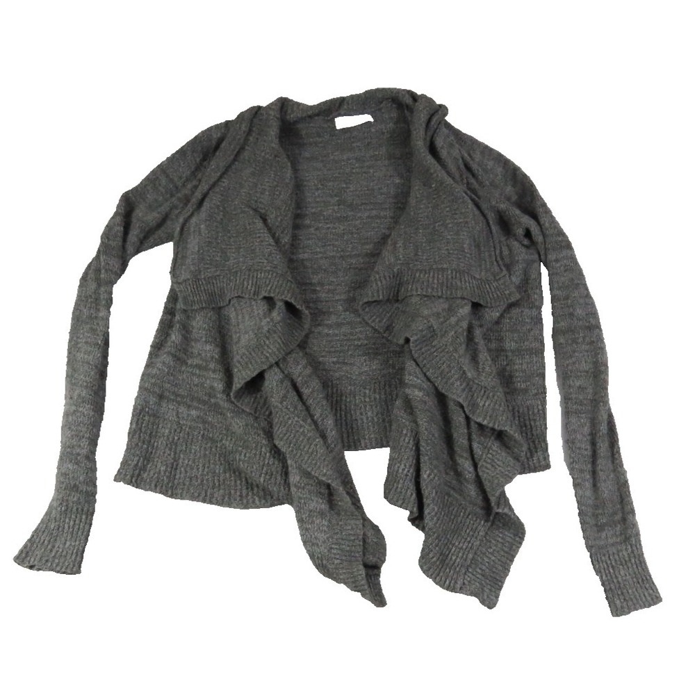 Abercrombie Fitch XS Gray Ruffle Cardigan Open Front Ruffle Knit Womens Soft